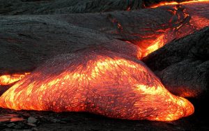 The spectrum of light emitted from a Pāhoehoe lava flow is well-described by blackbody radiation. Scientists can estimate the temperature of the lava based on its color.