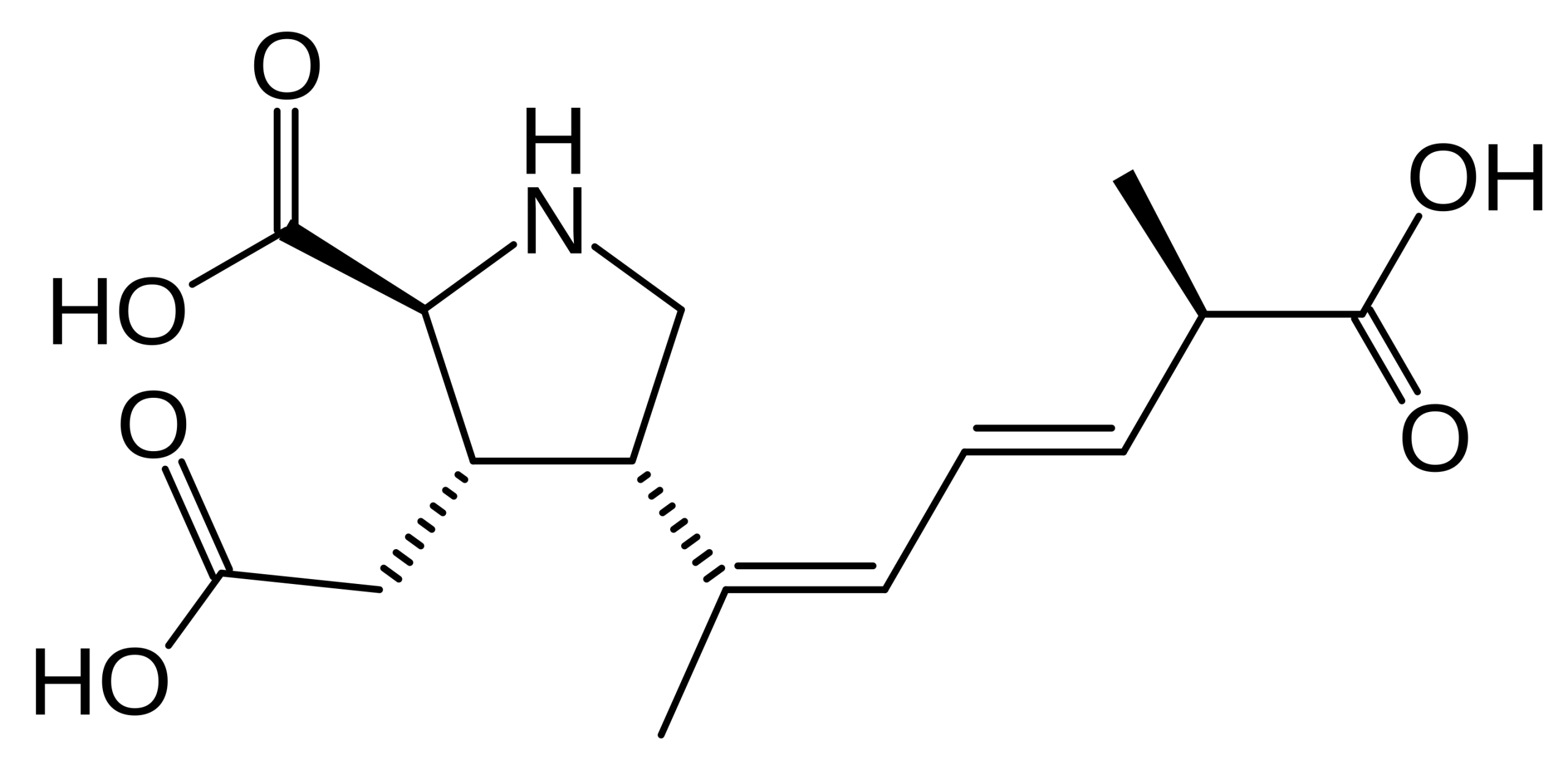 Structure diagram of domoic acid. [linked Image Description available]
