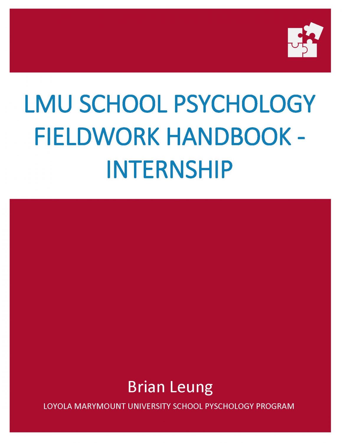 Cover image for Loyola Marymount University School Psychology Fieldwork Handbook 2022 - Internship
