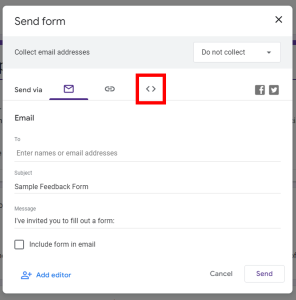 Google form embed icon