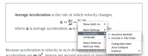 Options available from MathJax by right-clicking