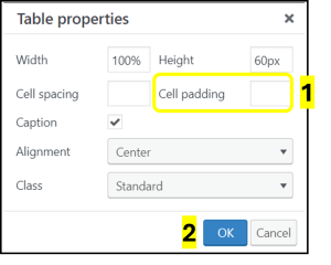 Table padding settings in Pressbooks