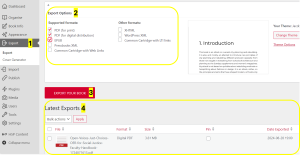 steps for exporting alternate formats of your Pressbook.