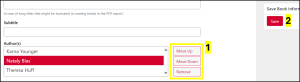 ordering and removing authors in Pressbooks